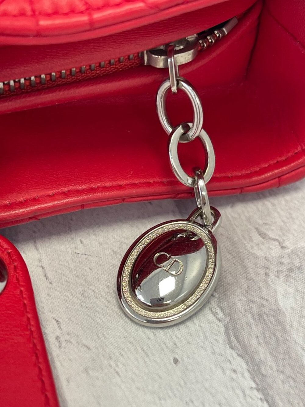 Dior Lady Dior in Red Lambskin - Large - Preowned - Picture 10 of 16